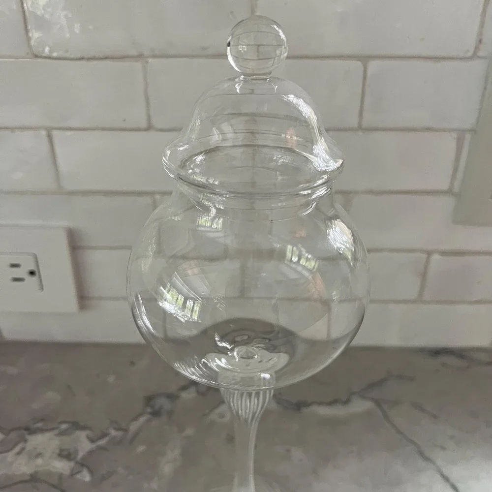 Hand blown clear glass apothecary jar